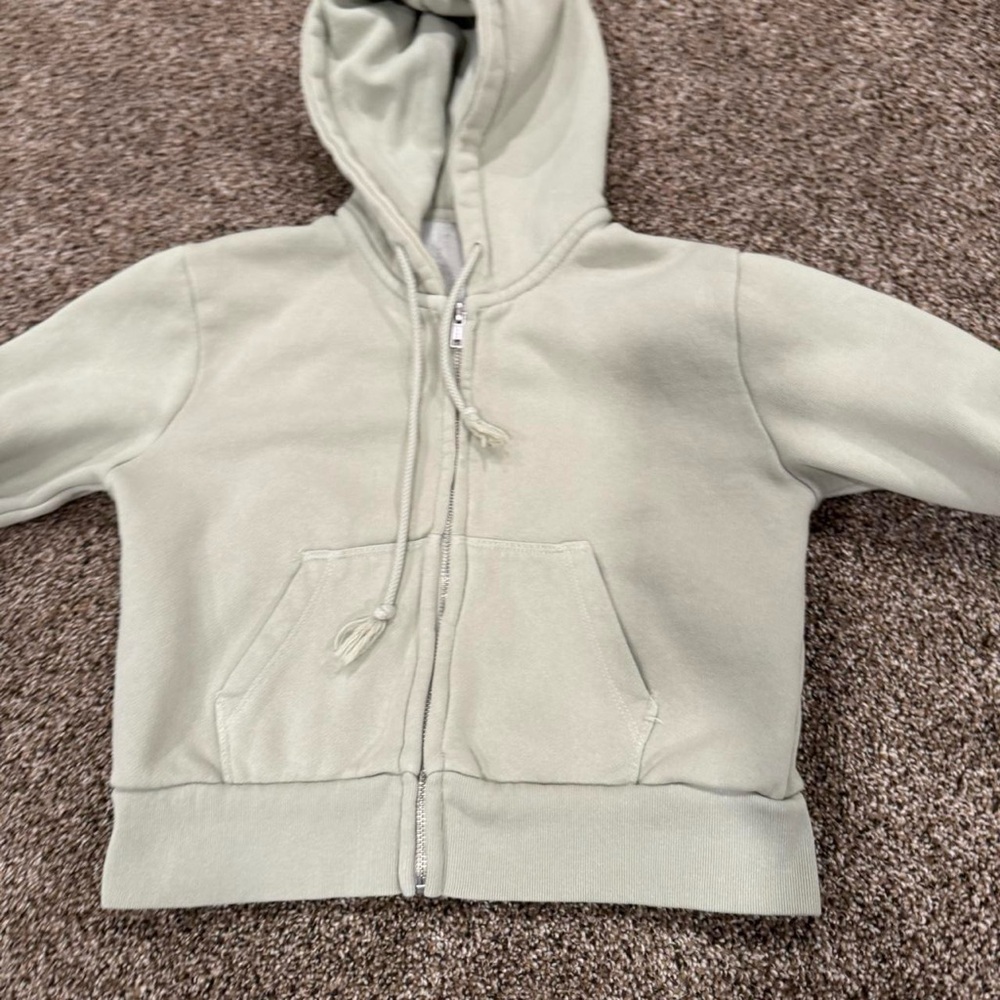 Brandy Melville Kids Light Gray Zip-Up Hoodie